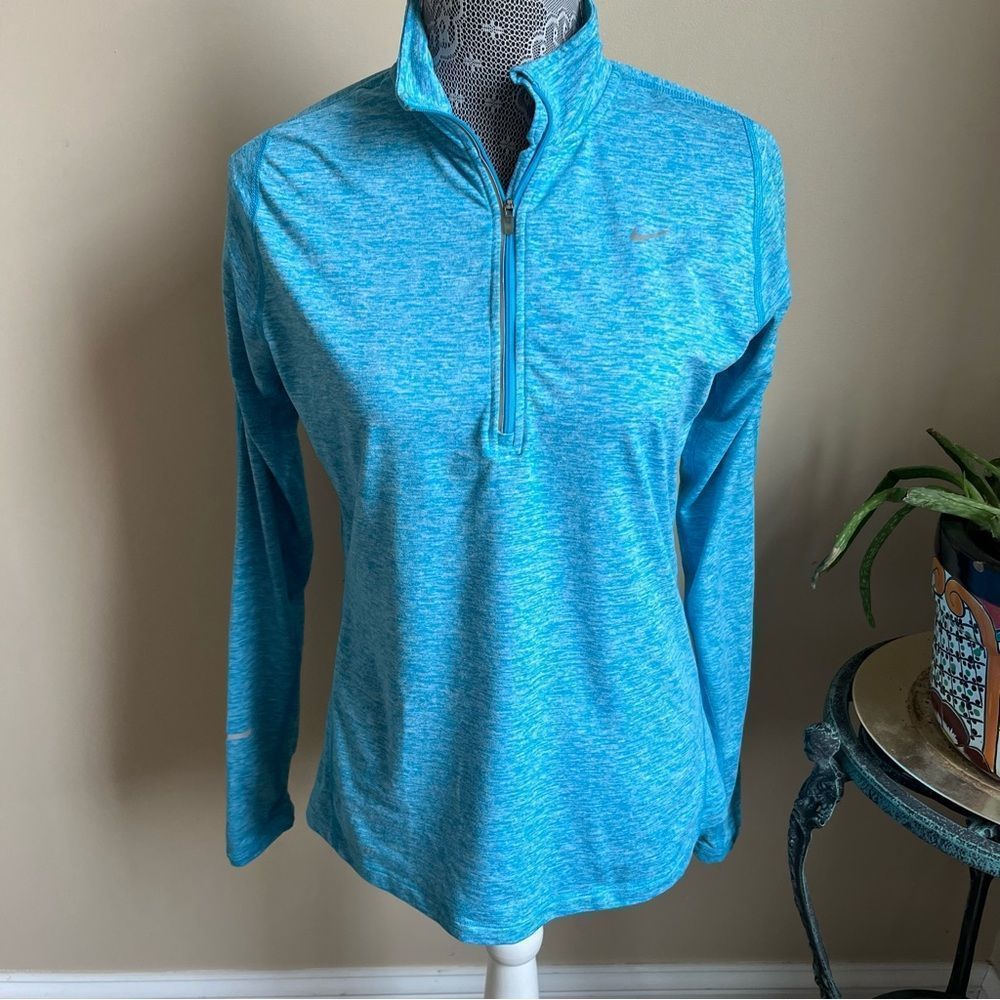 Nike Women's Aqua Blue Quarter-Zip Running Pullover Size Medium
